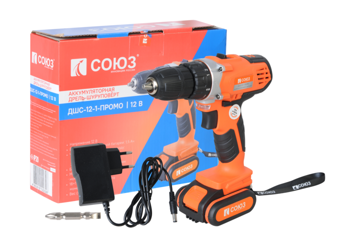 Аккумуляторный шуруповерт СОЮЗ ДШС-12-1-ПРОМО