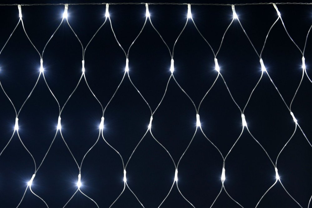 LIGHTING Гирлянда сеть 1,5х1,5м 160 светодиодов белый свет IP20 прозрачный шнур 3м 230В контроллер 8 сцен IEK