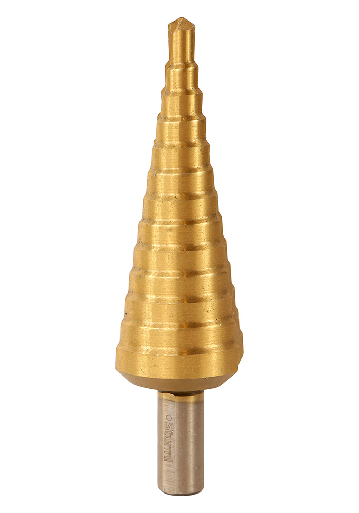 Сверло ступенчатое по металлу 6-30мм шаг 2мм HSS+TIN прямое Sturm!