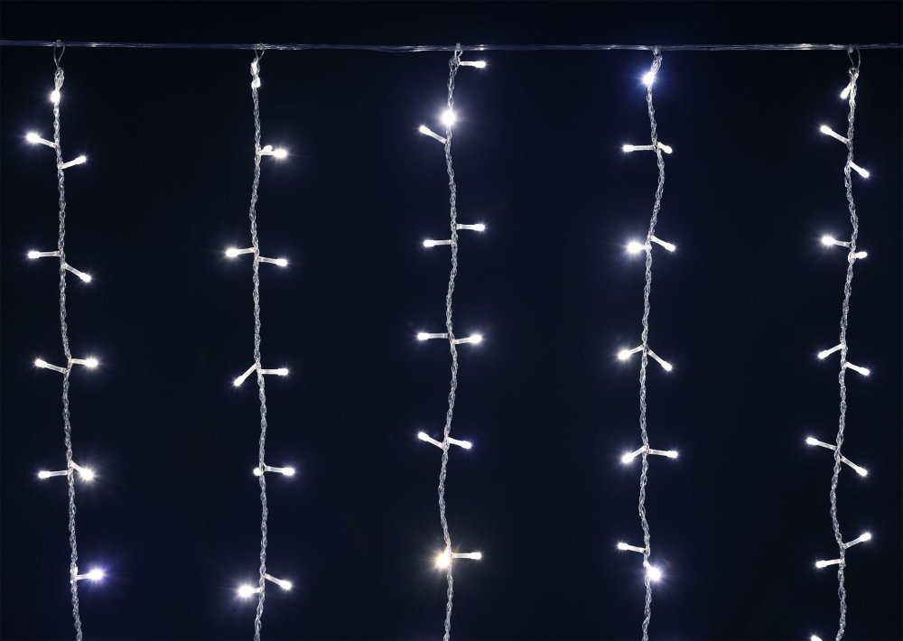 LIGHTING Гирлянда занавес 1,5х1,5м 160 светодиодов белый свет IP20 прозрачный шнур 3м 230В транзит IEK