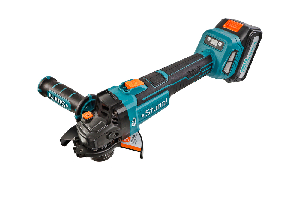 CAG18125BLE  УШМ аккумуляторная б/щ Sturm!, 18В, 1BatterySystem, 125мм, плавн пуск, 1х4Ач,кейс