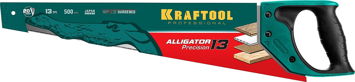 KRAFTOOL Alligator Precision 13 500 мм, Ножовка для точного реза (15225-50)
