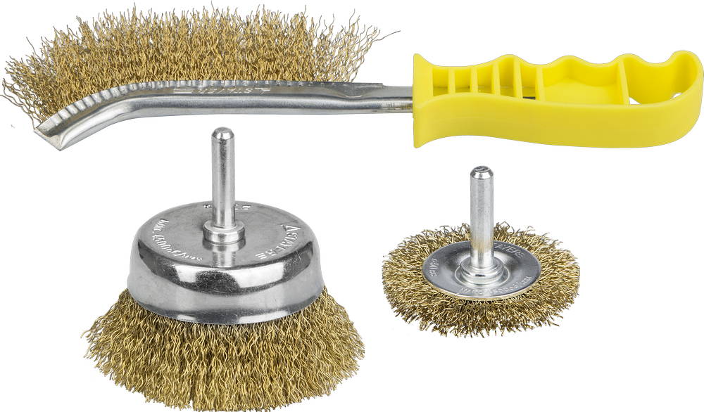 STAYER 3 шт., витая латунированная стальная проволока, 0.3 мм, Набор щеток-крацовок, PROFESSIONAL (35151-H3)