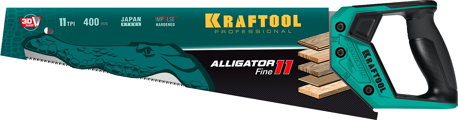 KRAFTOOL Alligator Fine 11 400 мм, Ножовка для точного реза (15203-40)