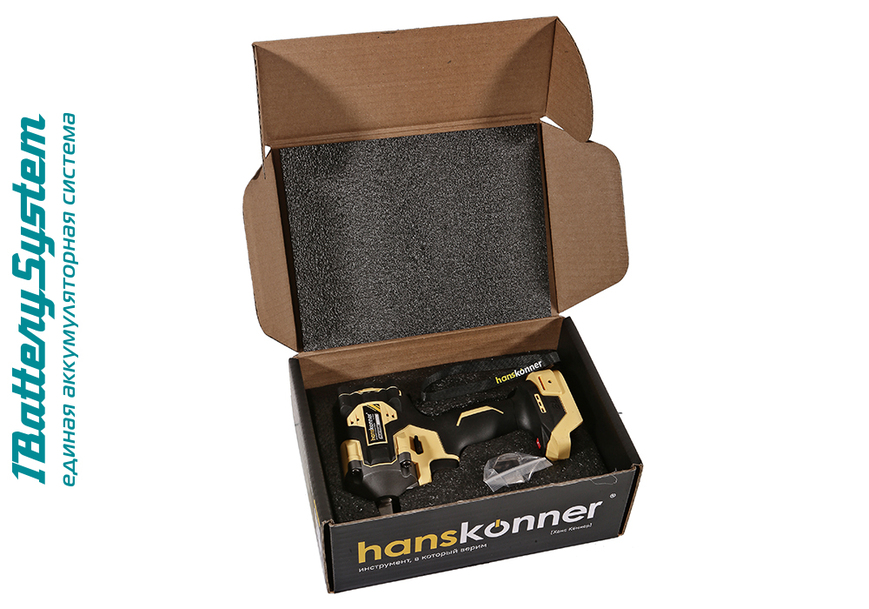 Аккумуляторный ударный гайковерт Hanskonner HCD20420BL 1BatterySystem