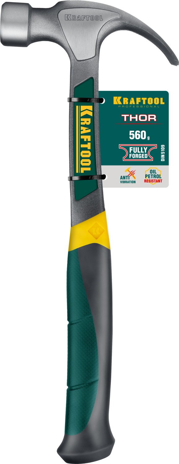 KRAFTOOL Thor 560 г, Цельнокованый столярный молоток-гвоздодёр (20270)