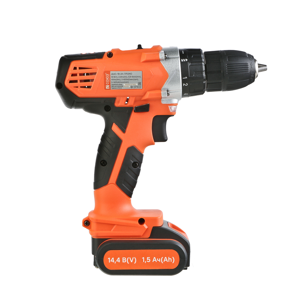 Аккумуляторный шуруповерт СОЮЗ ДШС-18-2К-ПРОМО