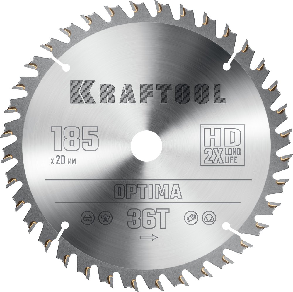 KRAFTOOL Optima 185х20мм 36Т, диск пильный по дереву