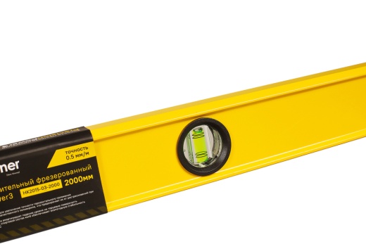 Уровень алюм., 2000мм, 2 колбы, фрезерованный, точность 0.5 мм/м, hanskonner