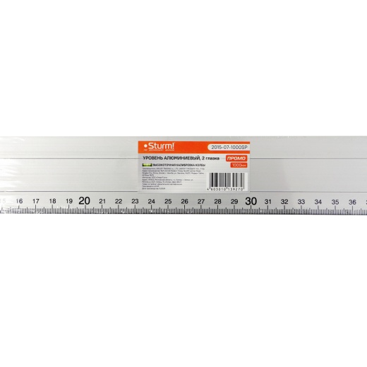 Уровень строительный 1000 мм, 2 глазка, точность 1мм/м, Sturm!
