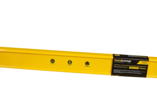 Уровень алюм., 2000мм, 2 колбы, фрезерованный, точность 0.5 мм/м, hanskonner