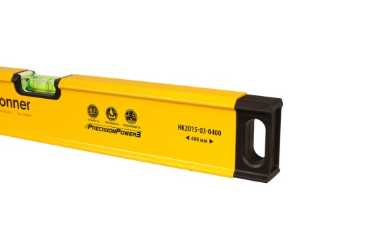 Уровень алюм., 400мм, 2 колбы, фрезерованный, точность 0.5 мм/м, hanskonner